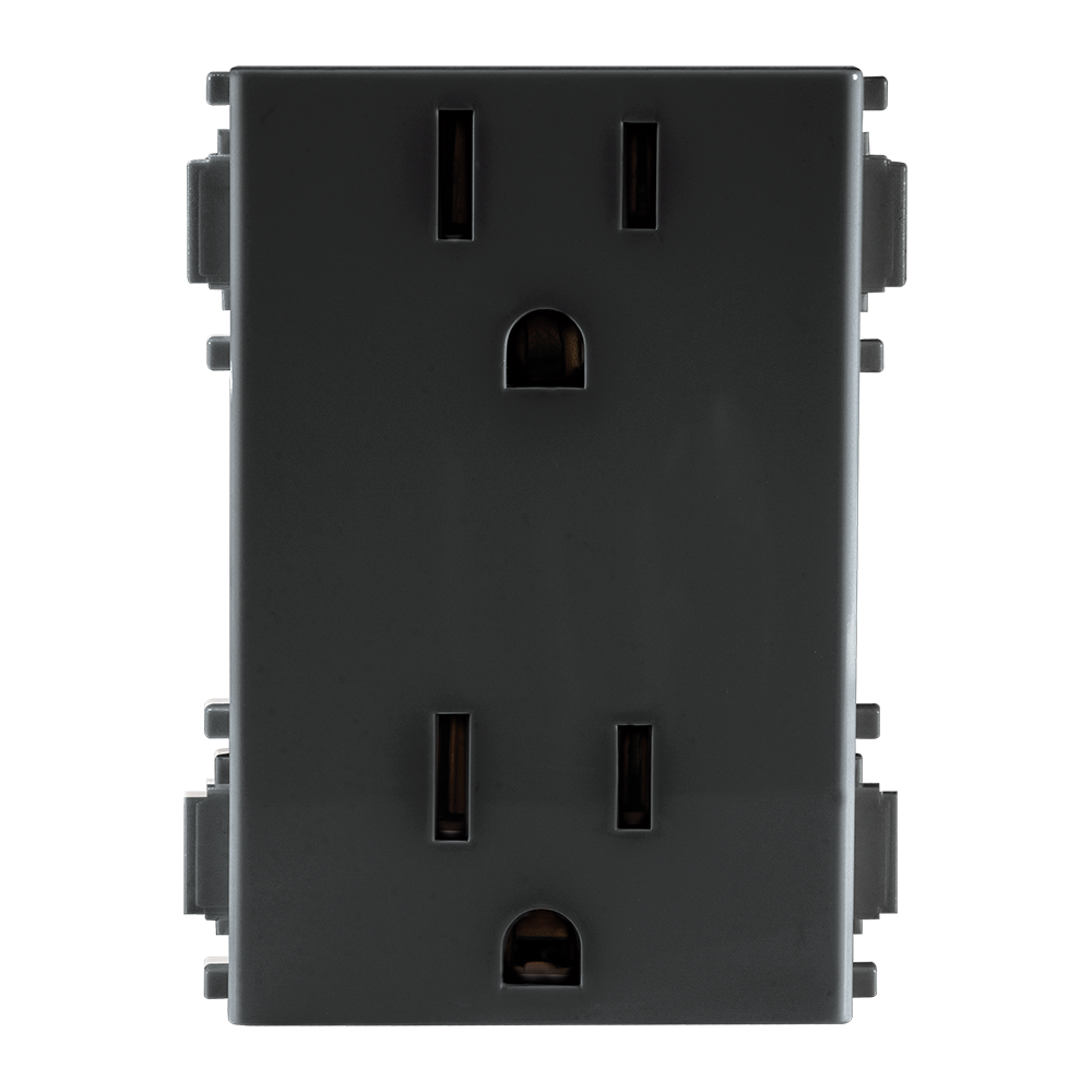 Contacto Duplex 2P +T 2 Módulos Negro