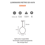 Luminario Colgante Retro SD-04/N