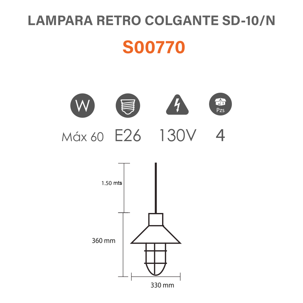 Lámpara Retro Colgante SD-10/N