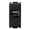 Toma Cargador USB 1.5A Un Módulo Negro Alpha